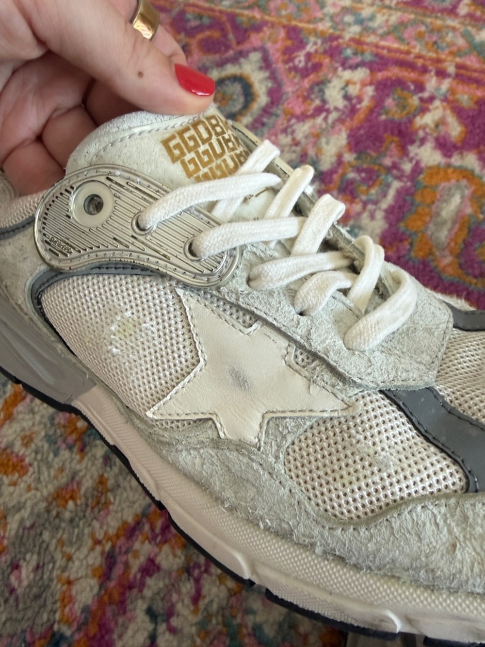 Golden Goose White and Gray Dad-Style Star Sneakers - Picture 10 of 10